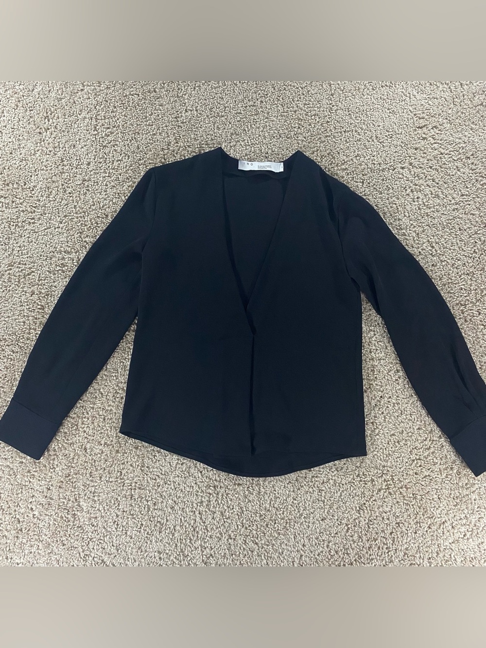 IRO Paris Licious Black XS Open Deep V Neck Blouse Top Edgy Parisian Minimalist
